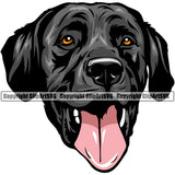 Labrador Retriever Dog Black Color Head Design Happy Puppy Face Purebred Pedigree Canine K-9 K9 Animal Portrait Doggy Cute Clipart SVG