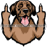 Labrador Retriever Dog Middle Finger Sign Color Design Element Animal Portrait Doggy Face Cute Puppy Pup K9 Purebred Pedigree Clipart SVG