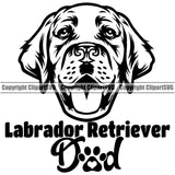 Labrador Retriever Dad Dog Design Element Head Purebred Pedigree Canine K-9 K9 Animal Portrait Doggy Face Cute Puppy Pup Head Clipart SVG