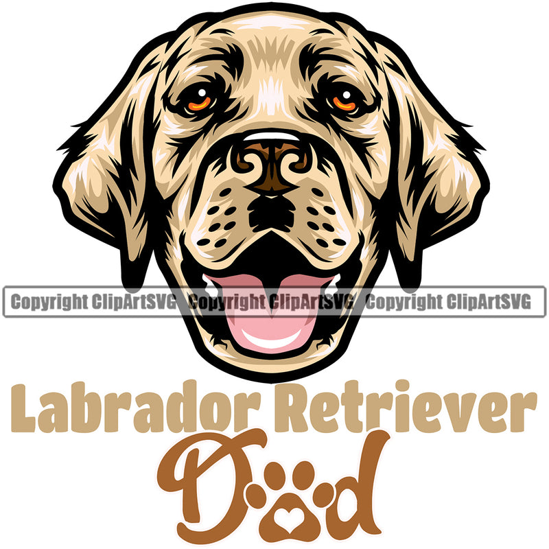 Labrador Retriever Dad Dog Yellow Color Design Head Purebred Pedigree Canine K-9 K9 Animal Portrait Cute Face Puppy Vector Clipart SVG
