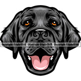 Labrador Retriever Dog Head Black Color Design Portrait Doggy Face Cute Purebred Pedigree Canine K-9 K9 Animal Puppy Clipart SVG