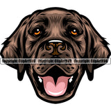 Labrador Retriever Brown Color Dog Head Design Element Purebred Pedigree Canine K-9 K9 Animal Portrait Doggy Face Cute Body Puppy Clipart SVG