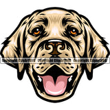 Labrador Retriever Yellow Color Dog Head Happy Face Design Element Purebred Pedigree Canine K-9 K9 Animal Portrait Doggy Vector Clipart SVG