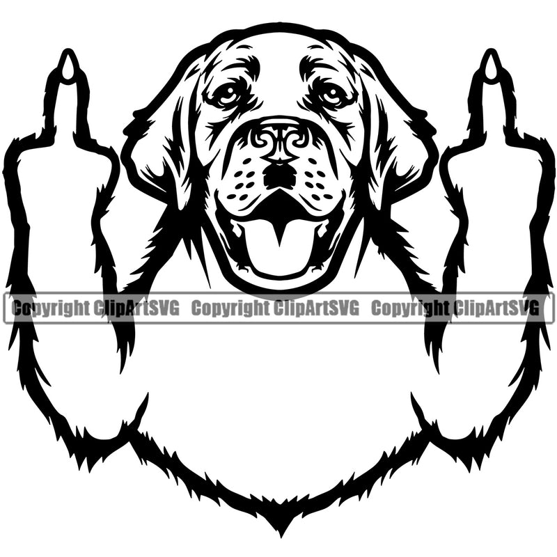 Labrador Retriever Dog Middle Finger Sign Design Element Puppy Pup Head Purebred Pedigree Canine K-9 K9 Face Cute Animal Portrait Doggy Clipart SVG