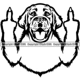 Labrador Retriever Dog Middle Finger Sign Design Element Puppy Pup Head Purebred Pedigree Canine K-9 K9 Face Cute Animal Portrait Doggy Clipart SVG