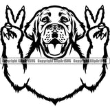 Labrador Retriever Peace Hand Sign Design Dog Head K9 Animal Portrait Doggy Face Cute Purebred Pedigree Canine Puppy Clipart SVG