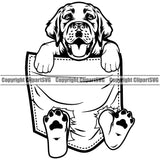 Labrador Retriever Dog Hanging From Shirt Pocket Smile Doggy Face Design Head Purebred Pedigree Canine K-9 K9 Animal Portrait Vector Clipart SVG