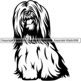 Lhasa Apso Dog Sitting Design Element Puppy Pup Head Purebred Pedigree Canine K-9 K9 Animal Portrait Doggy Face Cute Vector Clipart SVG