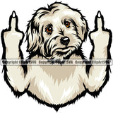 Maltese Dog Middle Finger Sigh Hand Color Design Element Purebred Pedigree Canine K-9 K9 Animal Clipart SVG