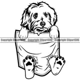 Maltese Dog Hanging From Shirt Pocket Purebred Pedigree Canine K-9 K9 Portrait Doggy Face Cute Body Puppy Pup Head Vector Clipart SVG