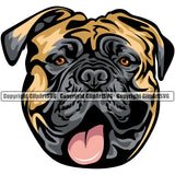 Mastiff Dog Color Head Design Element Puppy Pup Head Purebred Pedigree Canine Doggy Face Cute K9 Animal Portrait Vector Clipart SVG