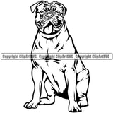 Mastiff Dog Sitting Design Element Animal Portrait Doggy Face Cute Body k9 Vector Puppy Head Purebred Pedigree Canine Clipart SVG