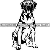 Mastiff Dog Sitting Design Doggy Body Puppy Head Cute Face Canine K-9 K9 Animal Portrait Doggy Purebred Pedigree Clipart SVG