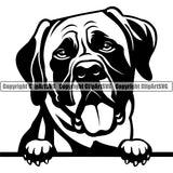 Mastiff Dog Peeking Head Design Puppy Pup Head Purebred Pedigree Canine K-9 K9 Portrait Doggy Face Cute Animal Clipart SVG