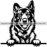 Norwegian Elkhound Dog Peeking Design Element Canine K-9 K9 Animal Portrait Doggy Face Cute Puppy Pup Head Purebred Pedigree Clipart SVG