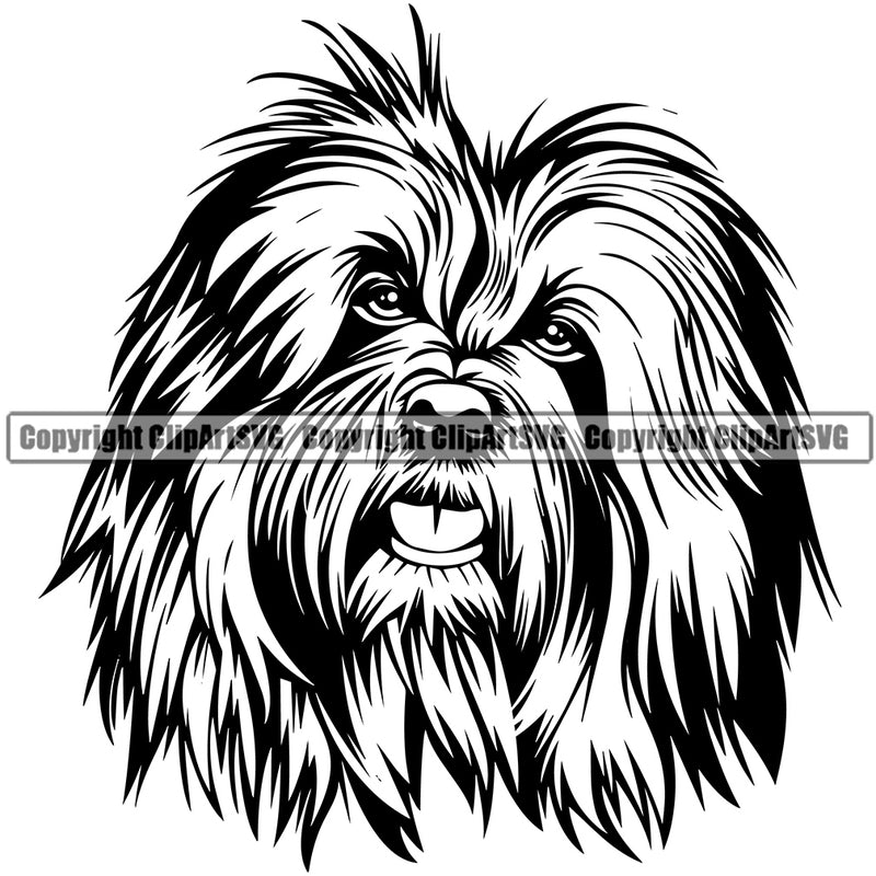 Old English Sheep Dog Head Design Cute Face Animal Puppy Pup Head Purebred Pedigree Canine K-9 K9 Portrait Doggy Clipart SVG