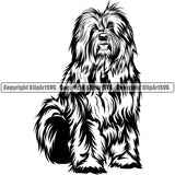 Old English Sheep Dog Sitting Position Pedigree Canine K-9 K9 Animal Portrait Doggy Face Cute Puppy Pup Clipart SVG