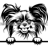 Papillion Smile Face Dog Peeking Design Element Puppy Pup Head Purebred K-9 K9 Animal Portrait Doggy Pedigree Canine Clipart SVG