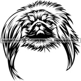 Pekingese Dog Head Design Element Portrait Doggy Face Cute Body Head Purebred Pedigree Canine K-9 K9 Animal Puppy Vector Clipart SVG