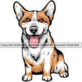 Pembroke Welsh Corgi Sitting Dog Color Design Puppy Pup Head Purebred Pedigree Canine K-9 K9 Animal Portrait Face Cute Doggy Clipart SVG