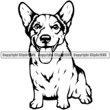 Pembroke Welsh Corgi Sitting Dog Design Purebred Pedigree Canine K-9 K9 Animal Portrait Doggy Face Cute Puppy Body Clipart SVG