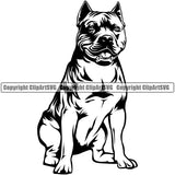 Pit Bull Dog Sitting Position Design  Puppy Pup Head Purebred Pedigree Canine K-9 K9 Animal Portrait Doggy Face Clipart SVG