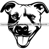 Pit Bull Dog Head Smile Face Happy Design Element  Puppy Pup Head Purebred Pedigree Canine K-9 K9 Animal Doggy Portrait Vector Clipart SVG