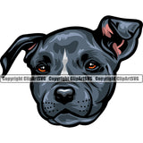 Pit Bull Dog Blue Color Head Design Element Puppy Pup Head Pedigree K-9 K9 Animal Portrait Doggy Face Canine Purebred Clipart SVG