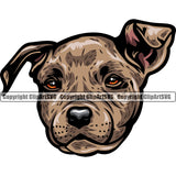 Pit Bull Brindle Color Head Design Element Puppy Pup Head Purebred Pedigree Canine K9 Animal Portrait Doggy Face Vector Clipart SVG
