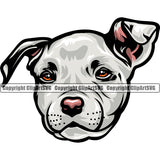 Pit Bull Dog White Color Head Design Element Puppy Pup Head Purebred Pedigree K-9 K9 Animal Doggy Face Vector Clipart SVG