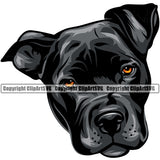 Pit Bull Dog Black Color Head Design Element Puppy Head Purebred Pedigree Canine K-9 K9 Animal Portrait Doggy Face Vector Clipart SVG