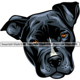 Pit Bull Dog Blue Color Head Design Element Puppy Pup Head Purebred Animal Portrait Doggy Face Pedigree Canine K-9 K9 Clipart SVG