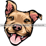 Pit Bull Dog Smile Face Brown Color Puppy Pup Head Purebred Pedigree Canine K-9 K9 Animal Portrait Doggy Face Cute Clipart SVG