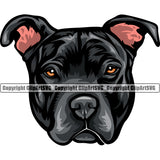 Pit Bull Dog Black Color Head Puppy Head Purebred Pedigree CanineK9 Animal Portrait Doggy Face Vector Clipart SVG