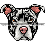 Pit Bull Dog White Color Design Element Puppy Pup Head Purebred Pedigree Canine K-9 K9 Animal Doggy Face Vector Clipart SVG