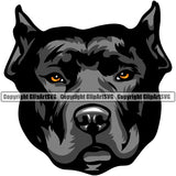 Pit Bull Dog Black Color Design Puppy Pup Head Purebred Pedigree K9 Animal Portrait Doggy Face Cute Clipart SVG