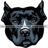 Pit Bull Dog Design Blue Color Head Puppy Pup Head Purebred Pedigree Canine K-9 K9 Animal Portrait Doggy Vector Clipart SVG