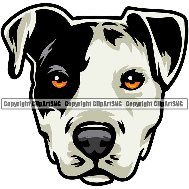 Pit Bull Dog Color Head Design Puppy Pup Head Purebred Pedigree K-9 K9 Animal Portrait Doggy Canine Vector Clipart SVG
