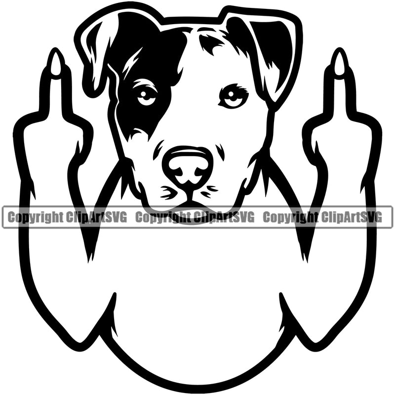 Pit Bull Dog Middle Finger Sign Puppy Pup Head Purebred Pedigree Canine K-9 K9 Animal Portrait Doggy Face Cute Vector Clipart SVG