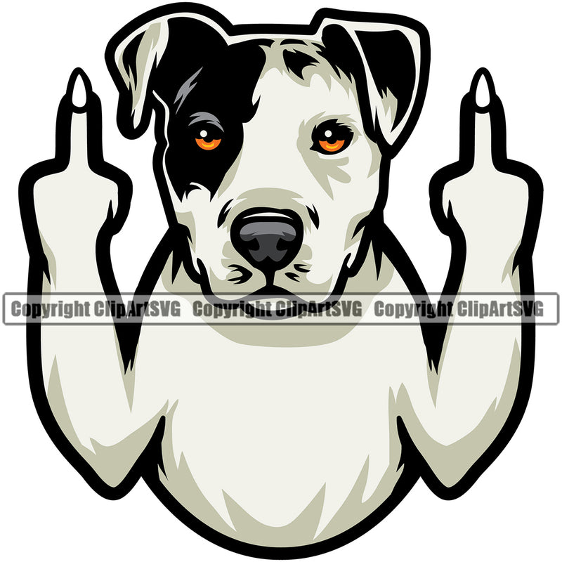 Pit Bull Dog Middle Finger Sign Color Design Puppy Pup Head Purebred Pedigree Canine K-9 K9 Animal Portrait Doggy Face Cute Vector Clipart SVG