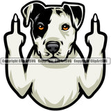 Pit Bull Dog Middle Finger Sign Color Design Puppy Pup Head Purebred Pedigree Canine K-9 K9 Animal Portrait Doggy Face Cute Vector Clipart SVG