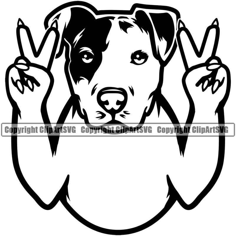 Pit Bull Dog Peace Hand Sign Design Puppy Pup Head Purebred Pedigree Canine K-9 K9 Animal Portrait Doggy Face Cute Body Vector Clipart SVG