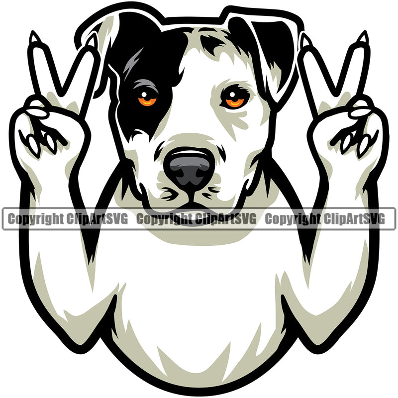 Pit Bull Dog Peace Hand Sign Puppy Pup Head Purebred Pedigree Canine K-9 K9 Animal Portrait Doggy Face Cute Clipart SVG