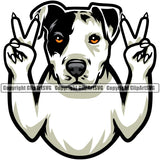 Pit Bull Dog Peace Hand Sign Puppy Pup Head Purebred Pedigree Canine K-9 K9 Animal Portrait Doggy Face Cute Clipart SVG