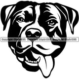 Pit Bull Smile Happy Face Dog Design Animal Head  Pup Purebred Canine K-9 K9  Portrait Doggy Face Pedigree Puppy Vector Clipart SVG