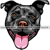 Pit Bull Dog Black Color Head Design Smile Face Puppy Pup Head Purebred Pedigree Canine K-9 K9 Animal Portrait Doggy Cute Clipart SVG