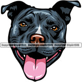Pit Bull Dog Blue Color Design Element Smile Happy Face Puppy Pup Head Purebred Pedigree Canine K-9 K9 Animal Portrait Doggy Cute Vector Clipart SVG
