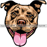 Pit Bull Dog Brown Color Design Happy Smile Face Design Element Puppy Pup Head Purebred Pedigree Canine K-9 K9 Animal Portrait Doggy Face Cute Vector Clipart SVG