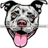 Pit Bull Dog White Color Head Design Smile Happy Face Puppy Pup Head Purebred Canine K-9 K9 Animal Portrait Doggy Face Cute Pedigree Clipart SVG