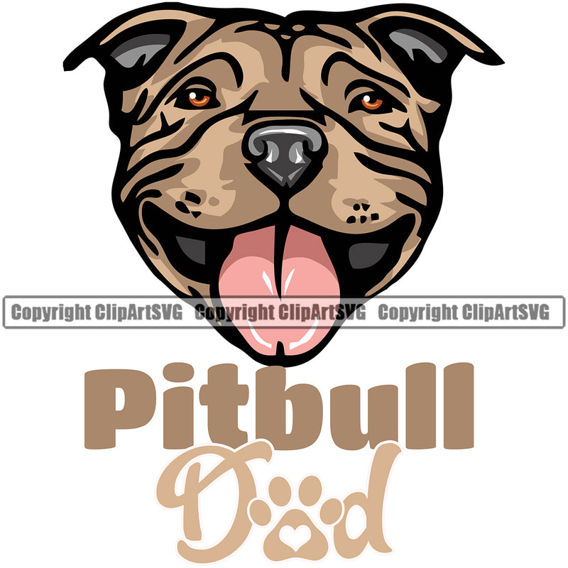 Pit Bull Dog Color Design Element Puppy Pup Head K-9 K9 Animal Portrait Doggy Face Cute Purebred Pedigree Canine Clipart SVG